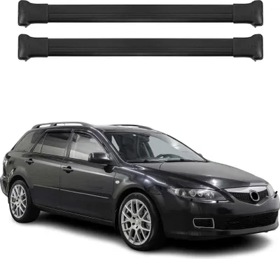 Image de Barres de toit transversales pour Mazda 6 SW 2002-2008 Aluminium Noir, Image générée par une IA