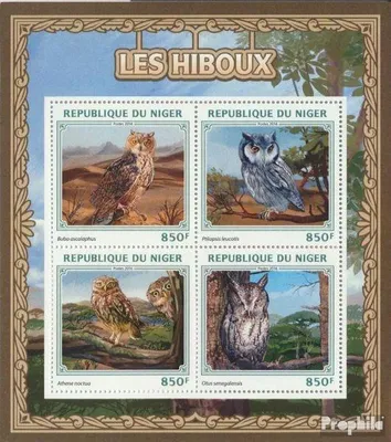 Produktbild von Briefmarken Niger 2016 Mi 4537-4540 Kleinbogen (kompl. Ausg.) postfrisch Eulen