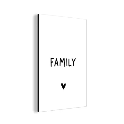 Obrázok produktu pre Nástenná dekorácia Kovový kovový obraz Wall Art 80x120cm Anglický citát "Family" na bielom pozadí Muchowow Hliníkové obrazy