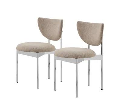 Produktbild von williamspace Esszimmerstuhl-Set 2er mit Bouclé-Bezug in Beige und schwarzem Metallgestell, Braun