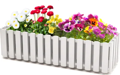 Produktbild von Balkónový box Kvetináč Plantáž Box Plot biely W 58cm 10 L Balkónový kvetináč Záhradný kvetináč Box Plot Imitácia zábradlia Optika Plast