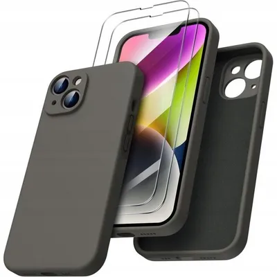 Image de Coque pour Apple iPhone 14 Plus, couleur marron + 2 protections en verre trempé Ornarto A2886