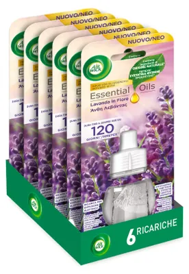 Produktbild von Airwick Nachfüller für elektrischen Diffusor für ätherische Öle, 6 Nachfüllpackungen für Raumduft Lavendel, elektrischer Raumduft