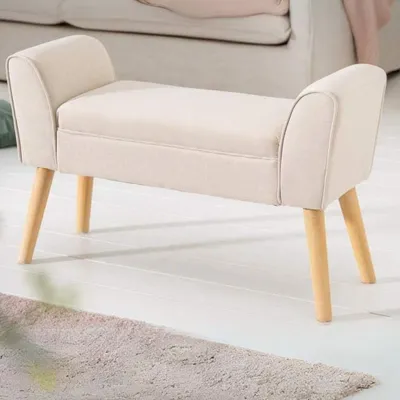 Produktbild von Elegante Sitzbank CAROLIN 90cm beige Polsterbank Armlehne