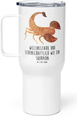 Produktbild von Mr. & Mrs. Panda thermosbecher Sternzeichen Skorpion - Weiß - Geschenk, Kaffee-to-go-Becher, Oktober, Geburtstag November, Kaffee-Thermobecher, Thermobecher, Skorpione