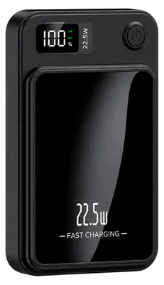 Produktbild von Magnetische Powerbank 10000mAh Mini  PD 22.5W Schnellladen mit LED Display Wireless Power Bank – Schwarz / 5000 mAh