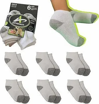 Image de Athletech 6 paires de chaussettes de sport low-cut pour enfants 3-5 ans jusqu'à la taille 34 grises blanches