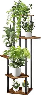 Immagine prodotto di Portavasi Relaxdays, 5 ripiani, A x L x P: 107 x 58 x 58 cm, scaffale per piante da interno, stile industriale, nero/marrone