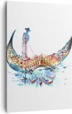 Produktbild von Bild auf Leinwand - Leinwandbild - Einteilig - Gondel Gondoliere illustration Kultur - 80x120cm - Wand Bild - Wandbilder - Leinwanddruck - Wanddekoration - Leinwand bilder - Wandbild - PA80x120-3039