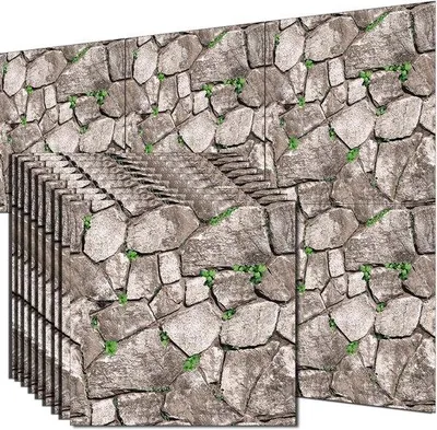 Immagine prodotto di Pannelli murali autoadesivi in PVC 30x30 cm effetto pietra, 10 pezzi