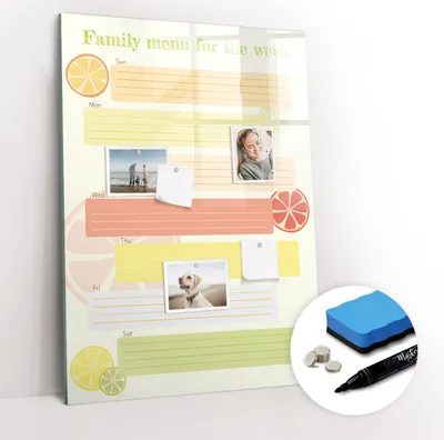 Produktbild von Magnetpinnwand Memoboard - Zubehörsatz - Schwarzer Marker + Schwamm + Magnete - 70 x 100 cm - Menüplaner