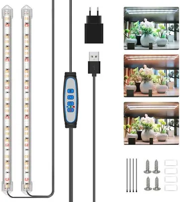 Immagine prodotto di Lampada LED a spettro completo Unyqoos® per piante, 380–800 nm, 120 LED, timer 6/12/16h, 5 livelli di luminosità da 20% a 100%, regolabile, ideale per piante da interno e idroponica