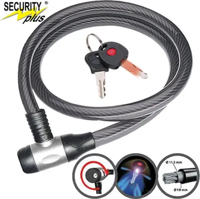 Produktbild von Point Panzerkabelschloss PK96, Security Plus, Stahl, L=1.200mm, Ø=18mm, schwarz