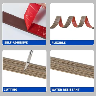 Imagen del producto de Tira de transición para suelos laminados, autoadhesiva, de 7,6 cm x 1,2 m, para uniones de suelos