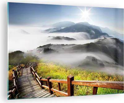 Produktbild von Bilder auf glas - Asien schönheit berg landschaft - 70x50cm - Glasbilder - Wandbilder - Kunstdruck - zum Aufhängen bereit - Wanddekoration aus Glas - Glas Bilder - Wandbild auf Glas - GAA70x50-2444