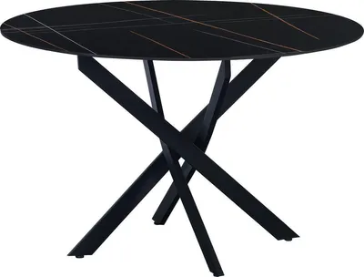 Zdjęcie produktu dla Happyment Okrągły stół jadalniany - 4 osoby - Marmurowy wygląd - Czarny - 110x110x76 cm - Również do użytku na zewnątrz