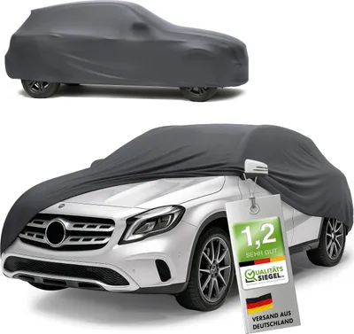 Produktbild von WALSER Premium Abdeckung Auto Indoor Stretch Plus Qualitätssieger * - Autoplane Indoor Abdeckplane Car Cover Auto Abdeckung Stoff Autogarage Größe 8 SUV/VAN anthrazit
