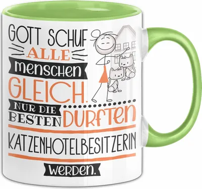 Produktbild von Katzenhotelbesitzerin Geschenk Becher Tasse Gott Schuf Alle Menschen Gleich Nur Die Besten Durfeten Katzenhotelbesitzerin Werden Geschenkidee Lustig (Grün)