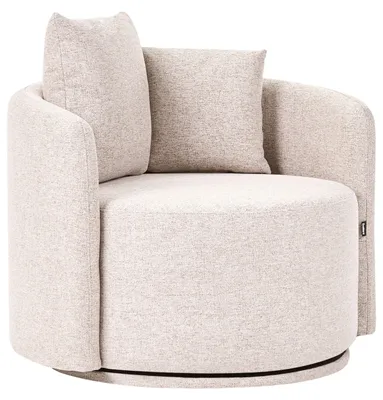 Produktbild von BELIANI Drehsessel Beige aus Stoff mit 2 Kissen Runde Form Drehbar Modernes Design für Wohnzimmer