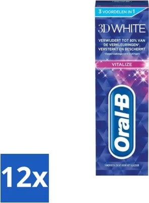 Zdjęcie produktu dla Oral-B - 3D White Vitalize - Pasta do zębów - Wybielanie - 75 ml - Value pack - 12 szt