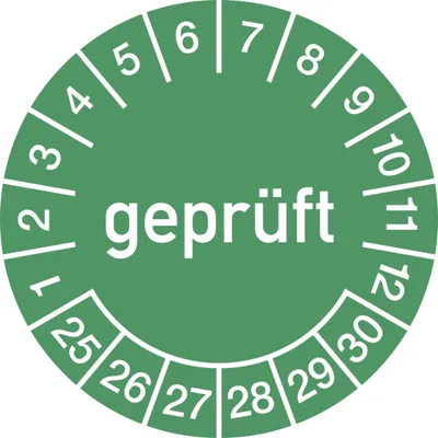 Produktbild von Dreifke® Prüfplakette  2025 - 2030, Folie, Ø 15 mm, 10 Stück/Bogen
