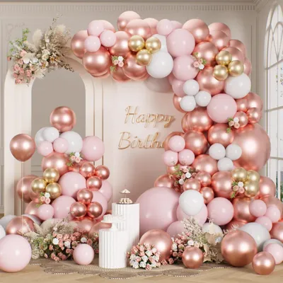 Produktbild von Luftballon Girlande 165 Stück Roségold Rosa Weiß Latex Bogen Dekoration