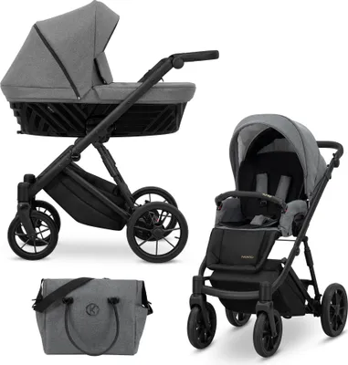 Produktbild von Kinderwagen IVENTO Sportwagen Babywagen Babyschale Komplettset Kinder Wagen Set 2 in 1 (Deep Graphite, Rahmenfarbe: Schwarz)