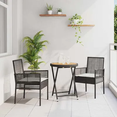 Obrázok produktu pre Maison Exclusive - Záhradný bistro set 3 pcs Čierna polyratan