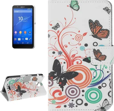 Produktbild von Handyhülle Tasche für Handy Sony Xperia E4 Schmetterlinge Bunt