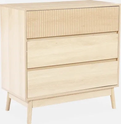 Produktbild von sweeek Sideboard, Skandinavisch, Helles Kiefernholz, H 80 x B 40 x T 80 cm, Schublade mit Rillendekor, Innenmaße L 72 x B 28,6 x H 9,9 cm, Fußhöhe 15 cm, 27,5 kg