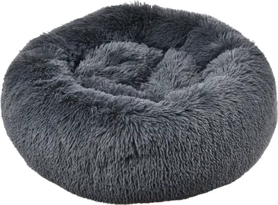 Produktbild von Dehner Lieblinge Hunde- und Katzenbett Cookie, Größe L, ca. Ø 76 cm, Höhe ca. 17 cm, Polyester, dunkelgrau