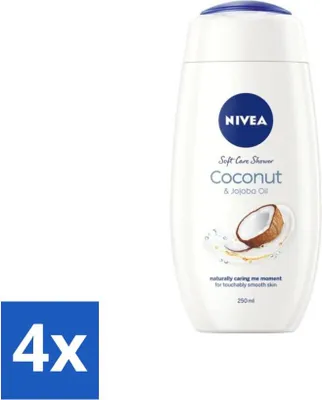 Produktbild von NIVEA Soft Care Duschgel Kokosnuss- & Jojobaöl 250 ml - Vorteilspack - 4 Stücke