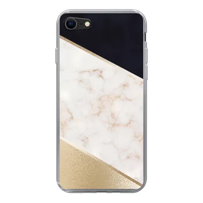 Produktbild von MuchoWow® Handyhülle Schutzhülle Hülle für iPhone SE 2020 Marmor - Gold - Rosa Silikon Softcase Handy Hülle - Kartenbesitzer