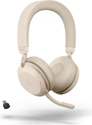 Produktbild von Jabra Evolve2 75 - Headset - On-Ear - Bluetooth - kabellos - aktive Rauschunterdrückung - USB-C - Geräuschisolierung - beige - für Microsoft Teams
