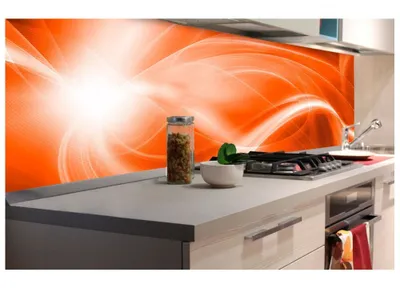 Produktbild von Küchenrückwand Folie selbstklebend ABSTRAKTE MALEREI IN ORANGE 180 x 60 cm - Klebefolie - Dekofolie - Spritzschutz für Küche -