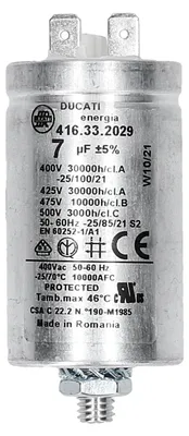 A close-up studio shot of a cylindrical capacitor.