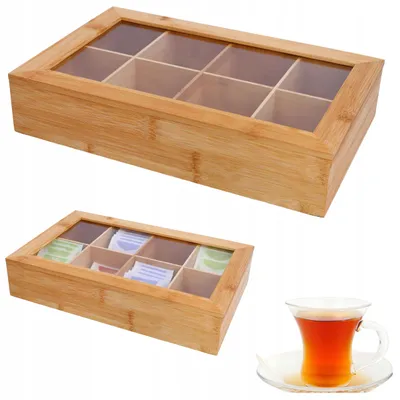 Produktbild von Cadro Bambus Teedose Organizer mit 8 Fächern