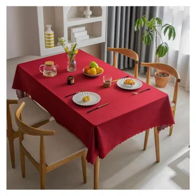Produktbild von Tischdecke rechteckig fleckabweisend wasserdicht burgunderrot 220 x 140 cm