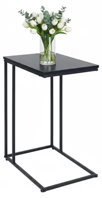 Produktbild von Beistelltisch Nachttisch Laptoptisch - 64 x 50 x 35 cm - MDF und Metall - Schwarz - U-Form