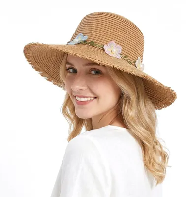 Imagen del producto de Sombrero de paja para mujer, protección solar UPF 50, talla única, plegable, ideal para el verano