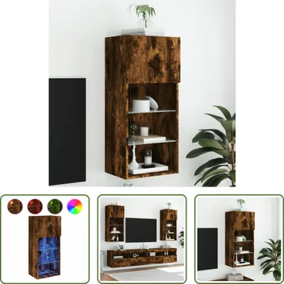 Produktbild von The Living Store TV-Schrank mit LED-Leuchten Räuchereiche 40,5x30x90 cm