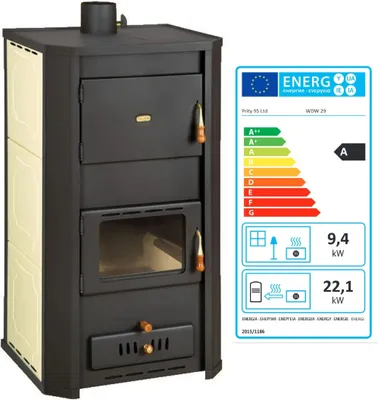 Image de Poêle à bois PRITY WD W29 avec échangeur thermique à eau Chauffage central Poêle - 31.5 Kw