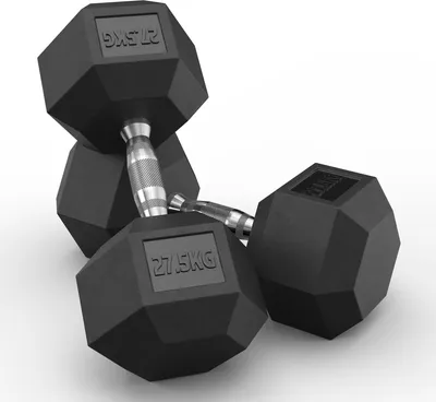 Produktbild von ATLETICA Hexagon Hantel | Paare | 2 x 27.5kg | PVC Bezug | Schutzummantelung | Langlebig | Geruchsarm