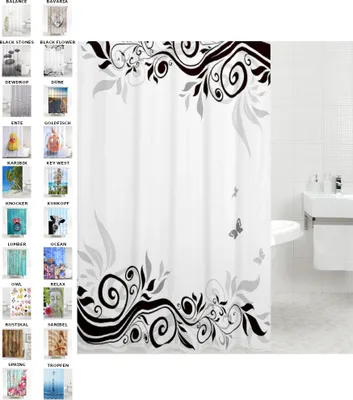 Obrázok produktu pre SANILO® Black Flower sprchový záves 180 x 200 cm