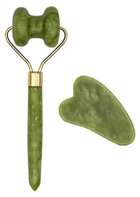 Immagine prodotto di Set di 2 rulli per massaggio viso e una pietra Gua Sha