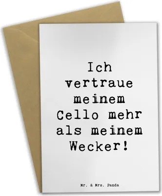 Produktbild von Mr. & Mrs. Panda Grußkarte Spruch Cello Vertrauen - Weiß - Geschenk, Lernen, weihnachtskarten, Solo, babykarte, Grußkarten, Klassische Musik, einladungskarten, Musiker