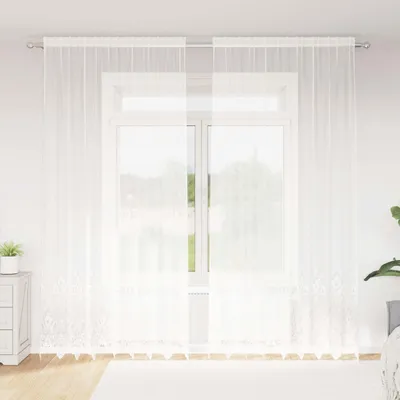 Image de Rideau en Dentelle avec des rideaux Blanc 260x200cm Polyester