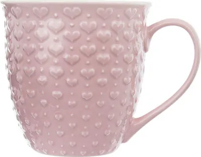 Image de Orion Tasse à café | Tasse à thé | Grande tasse en céramique avec anse MOTIF CŒUR rose 580 ml
