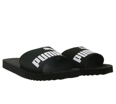 Produktbild von PUMA Bade-Latschen Purecat rutschfeste Damen Schlappen mit Logo Schwarz, Größe:35 1/2