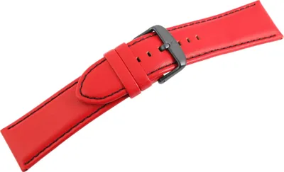 Produktbild von Echtleder-Uhrenarmband, rot, schwarze Naht, 26 mm